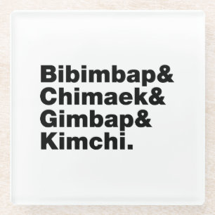 Bibimbap & Chimaek & Gimbap & Kimchi. Koreaanse vo Glazen Onderzetter