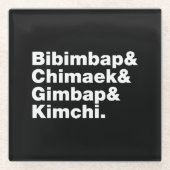 Bibimbap & Chimaek & Gimbap & Kimchi. Koreaanse vo Glazen Onderzetter (Voorkant)