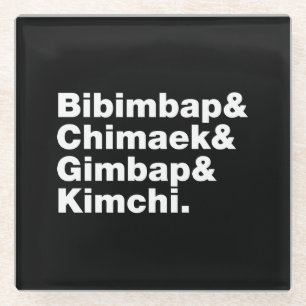 Bibimbap & Chimaek & Gimbap & Kimchi. Koreaanse vo Glazen Onderzetter