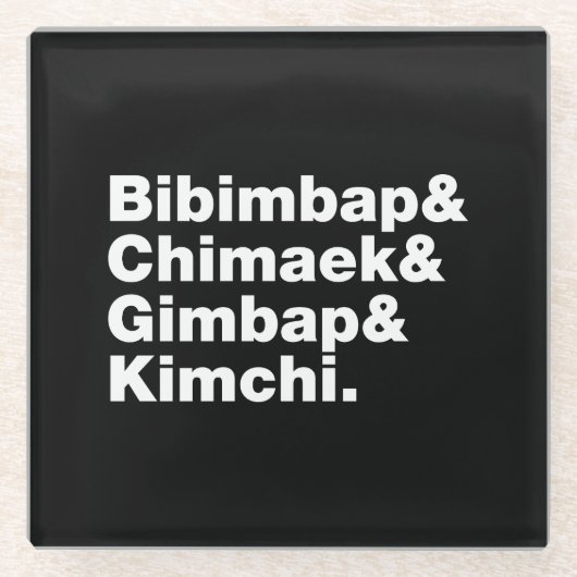 Bibimbap & Chimaek & Gimbap & Kimchi. Koreaanse vo Glazen Onderzetter (Voorkant)