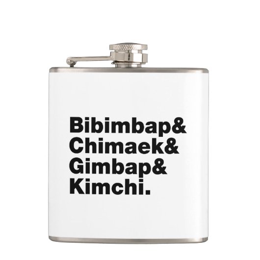 Bibimbap & Chimaek & Gimbap & Kimchi. Koreaanse vo Heupfles (Voorkant)