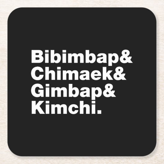 Bibimbap & Chimaek & Gimbap & Kimchi. Koreaanse vo Kartonnen Onderzetters (Voorkant)