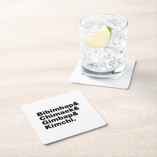 Bibimbap & Chimaek & Gimbap & Kimchi. Koreaanse vo Kartonnen Onderzetters (Insitu)