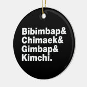 Bibimbap & Chimaek & Gimbap & Kimchi. Koreaanse vo Keramisch Ornament (Links)