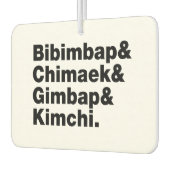 Bibimbap & Chimaek & Gimbap & Kimchi. Koreaanse vo Luchtverfrisser (Links)