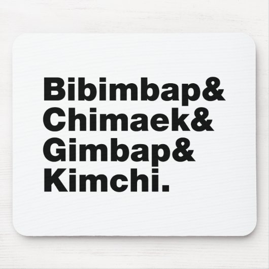 Bibimbap & Chimaek & Gimbap & Kimchi. Koreaanse vo Muismat (Voorkant)