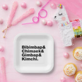 Bibimbap & Chimaek & Gimbap & Kimchi. Koreaanse vo Papieren Bordje (Feest)