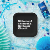 Bibimbap & Chimaek & Gimbap & Kimchi. Koreaanse vo Papieren Bordje (Feest)