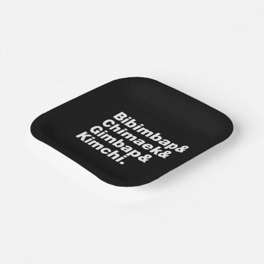 Bibimbap & Chimaek & Gimbap & Kimchi. Koreaanse vo Papieren Bordje (Gebogen)