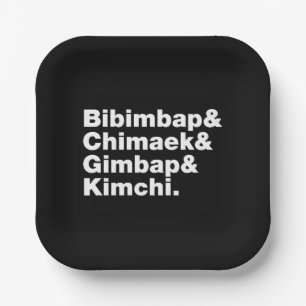 Bibimbap & Chimaek & Gimbap & Kimchi. Koreaanse vo Papieren Bordje