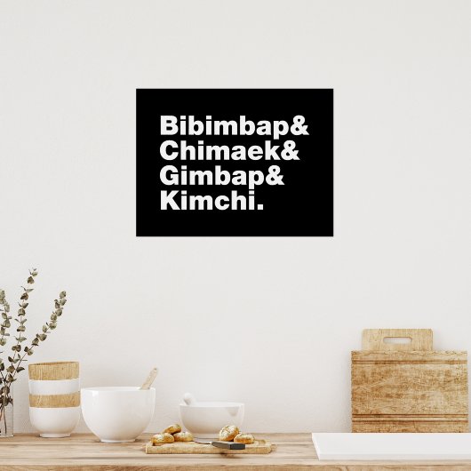 Bibimbap & Chimaek & Gimbap & Kimchi. Koreaanse vo Poster (Keuken)