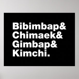 Bibimbap & Chimaek & Gimbap & Kimchi. Koreaanse vo Poster