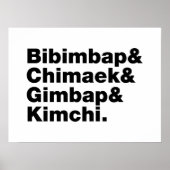 Bibimbap & Chimaek & Gimbap & Kimchi. Koreaanse vo Poster (Voorkant)