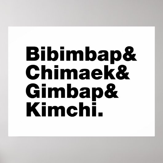 Bibimbap & Chimaek & Gimbap & Kimchi. Koreaanse vo Poster (Voorkant)