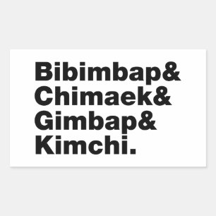 Bibimbap & Chimaek & Gimbap & Kimchi. Koreaanse vo Rechthoekige Sticker