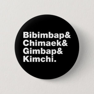 Bibimbap & Chimaek & Gimbap & Kimchi. Koreaanse vo Ronde Button 5,7 Cm