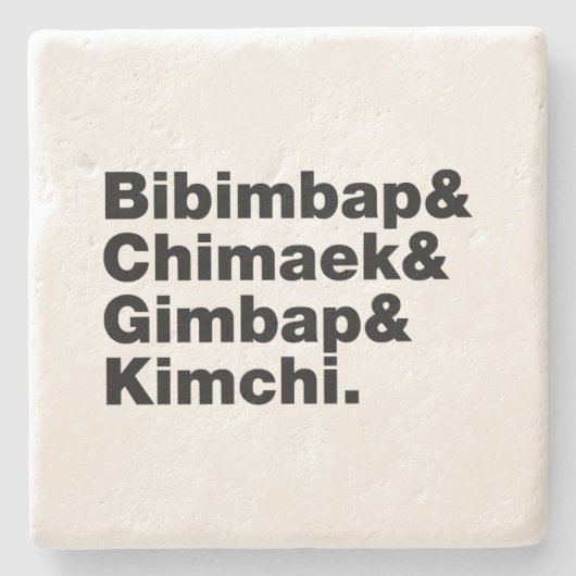 Bibimbap & Chimaek & Gimbap & Kimchi. Koreaanse vo Stenen Onderzetter (Voorkant)