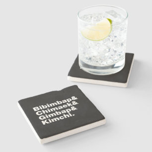 Bibimbap & Chimaek & Gimbap & Kimchi. Koreaanse vo Stenen Onderzetter