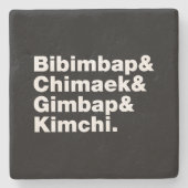 Bibimbap & Chimaek & Gimbap & Kimchi. Koreaanse vo Stenen Onderzetter (Voorkant)