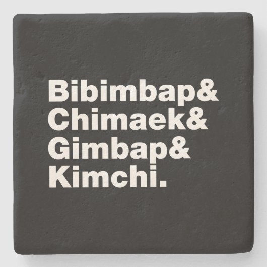Bibimbap & Chimaek & Gimbap & Kimchi. Koreaanse vo Stenen Onderzetter (Voorkant)