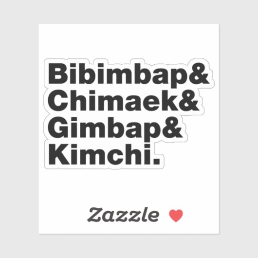 Bibimbap & Chimaek & Gimbap & Kimchi. Koreaanse vo Sticker (Vel)