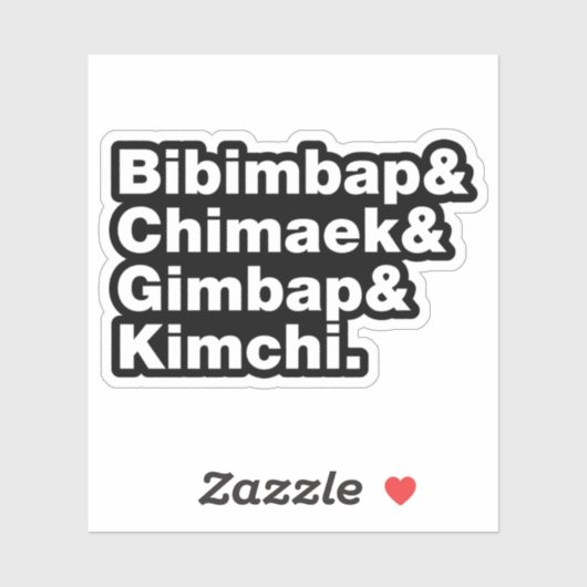 Bibimbap & Chimaek & Gimbap & Kimchi. Koreaanse vo Sticker (Vel)