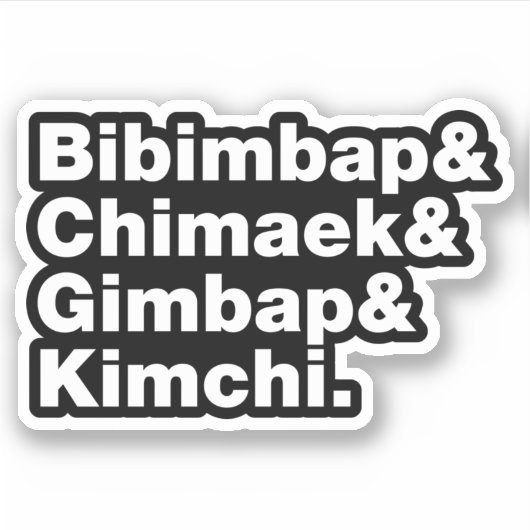 Bibimbap & Chimaek & Gimbap & Kimchi. Koreaanse vo Sticker (Voorkant)