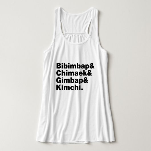 Bibimbap & Chimaek & Gimbap & Kimchi. Koreaanse vo Tanktop (Design voorkant)