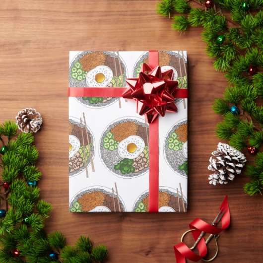 Bibimbap Korean Food Cooking Cuisine Rice Egg Dish Cadeaupapier (Feestdagen Geschenken)