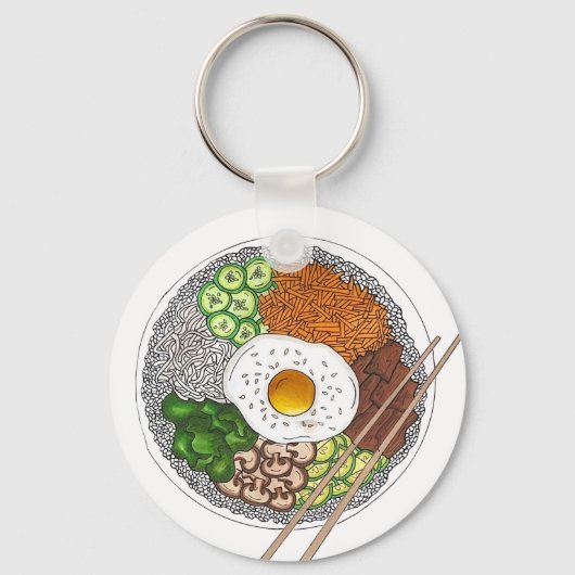 Bibimbap Korean Food Cooking Cuisine Rice Egg Dish Sleutelhanger (Voorkant)