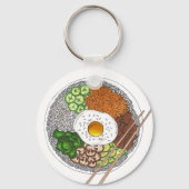 Bibimbap Korean Food Cooking Cuisine Rice Egg Dish Sleutelhanger (Achterkant)