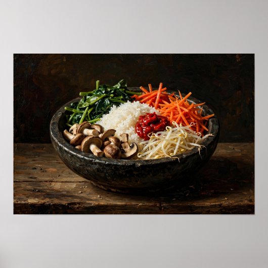 Bibimbap Stilleven Olie Schilderij Poster (Voorkant)