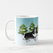 BiBlack Sheltie Cartoon Dog in Winter & Name Koffiemok (Links)
