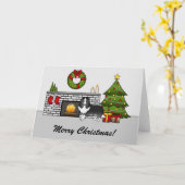 BiBlack Sheltie Dog in een kerstruimte en tekst Kaart (Gele Bloem)