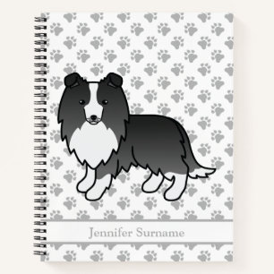 BiBlack Shetland Sheepdog Dog & Custom Text Notitieboek