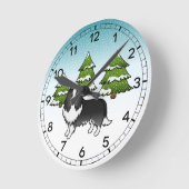 BiBlack Shetland Sheepdog in a Winter Forest Ronde Klok (Hoek)