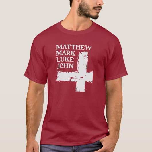BIBLE - 4 GOSPELS - MATTHEW MARK LUKE JOHN - JESUS T-SHIRT (Voorkant)