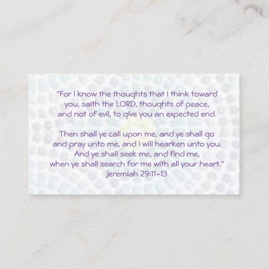 BIBLE BLESSINGS Jeremiah 29 Visitekaartje (Achterkant)