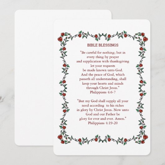 BIBLE BLESSINGS Philippians 4 Promise Kaart (Voorkant / Achterkant)