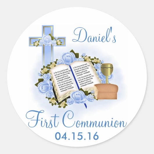 Bible Cross Eerste Communie Stickers Envelopzegel (Voorkant)