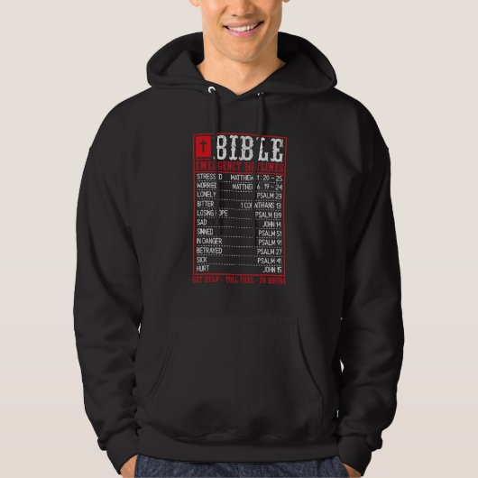 Bible Emergency Hotline Christian Bible Verses Scr Hoodie (Voorkant)