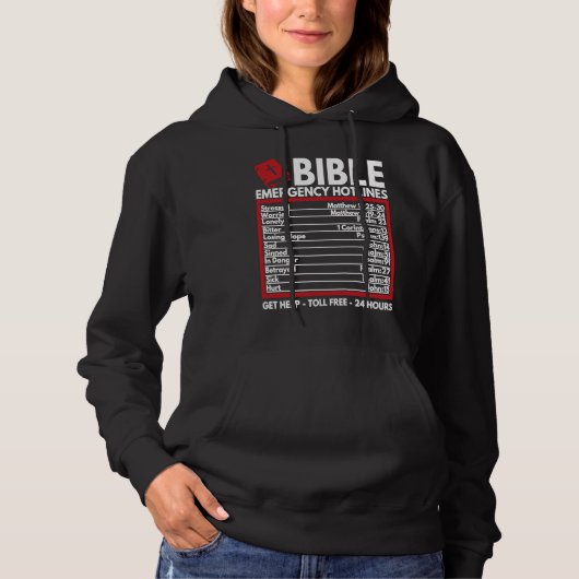 Bible Emergency Numbers  Funny Christian Bible & J Hoodie (Voorkant)