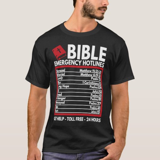 Bible Emergency Numbers  Funny Christian Bible & J T-shirt (Voorkant)