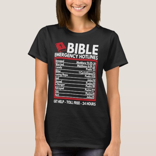 Bible Emergency Numbers  Funny Christian Bible & J T-shirt (Voorkant)