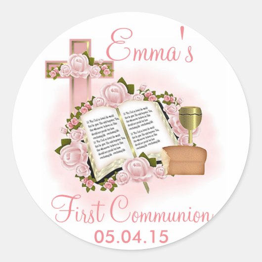 Bible First Communion Stickers - Envelope Seals (Voorkant)