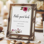Bible Guest Book Burgundy Flowers Weddenschap Poster