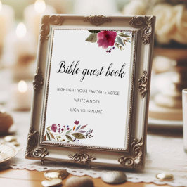 Bible Guest Book Burgundy Flowers Weddenschap Poster