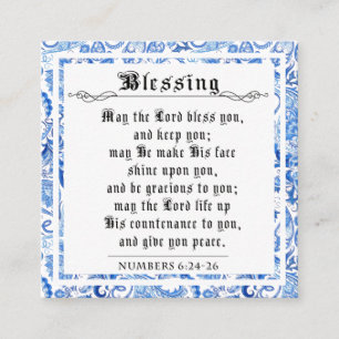 BIble Priely Blessing Numbers Blue Square Contactkaartje
