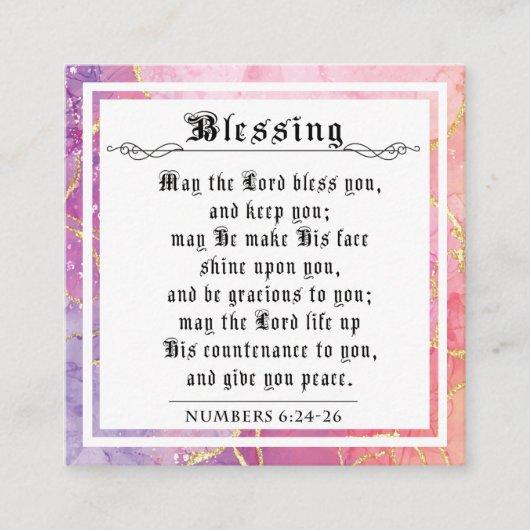 BIble Priely Blessing Numbers Pink Lavender Contactkaartje (Voorkant)