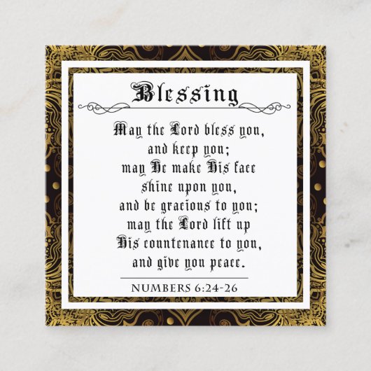BIble Priestly Blessing Goud Zwart Bloeiende werve Contactkaartje (Voorkant)